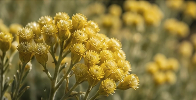 Golden immortelle flowers — Editorial illustration